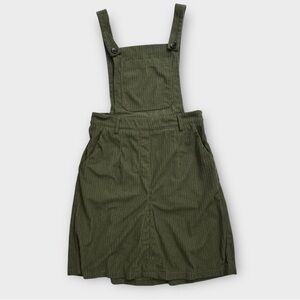 Cider Corduroy Overall Mini Dress Size Small Olive Green Fall